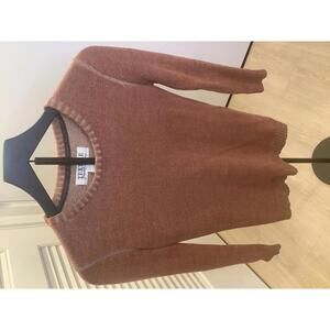 Elizabeth and James Textile Sweater Tan Burnt Orange XS  Fall Knit Crewneck